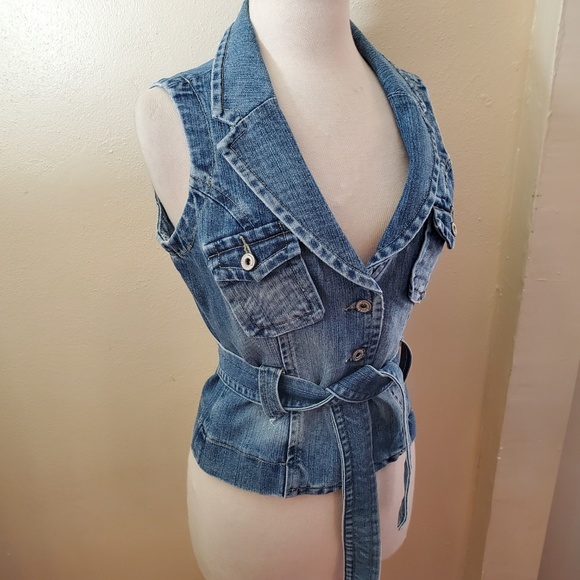 Urban Behavior Cinched Waist Denim Vest - Picture 4 of 8